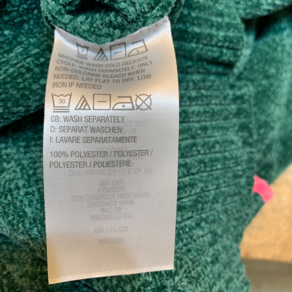 Belle by Kim Gravel Tippity Topsy Green Pink Chenille Cardigan XXS Sweater NWOT - Picture 14 of 15